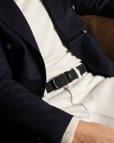 Image of Chaoren Leather Ratchet Belt 2 Pack Dress with Click Sliding Buckle 1 3 /8 inch in Gift Set Box - Adjustable Trim to Fit