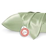 Bedsure Satin Pillowcase 2 Pack Similar to Silk Pillow Cases Standard Size, Pillow Case for Sleeping Women with Envelope Closure, Gifts for Women Men, Sage Green, 20x26 Inches, 2pcs