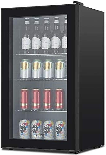 Mini Fridge with Glass Door and Adjustable Removable Shelves，120 Can Beverage Refrigerator and Cooler for Can Drinks, Soda Beer or Wine, 3.1 Cu.Ft Small Drink Dispenser for Home, Office Bar (Black)