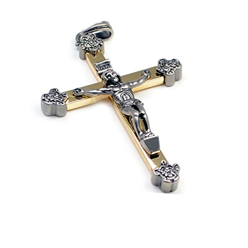 Accents Kingdom Silvertone And Brass Rosary Crucifix Copper Cross Pendant #TOP30