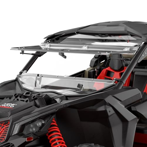 KEMIMOTO X3 Flip Windshield Compatible with Can-Am Maverick X3 & X3 Max Scratch Resistant Hard Coated 1/4 Thick Polycarbonate Front Full Windshield (Clear)