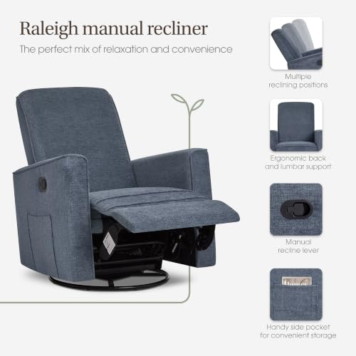 Image of Evolur Raleigh Plus Nursery Glider Recliner, GREENGUARD Gold, Blue Fog