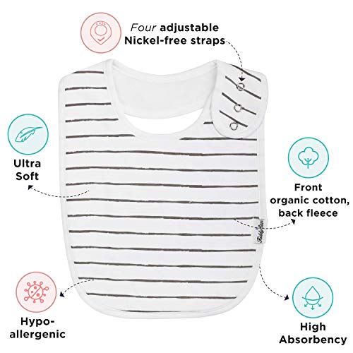 Premium, Organic Cotton Toddler Bibs, Unisex 5-Pack Extra Large Baby Bibs For Boys And Girls By Kiddystar, Perfect Baby Shower Item For Feeding, Drooling And Teething, Adjustable 5 Positions (Slate) #TOP4
