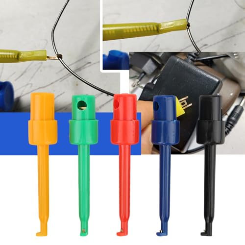 Image of 20Pcs Test Hooks Clips Multimeter Colorful Test Grabber Probe, Large Spring Hook Clip for Electronic Components Testing