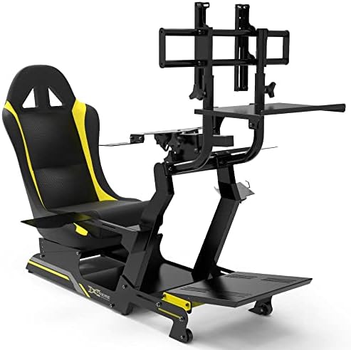 Extreme Simracing Racing Simulator Cockpit With All Accessories (Black/Yellow) - VIRTUAL EXPERIENCE V 3.0 Racing Simulator For Logitech G27, G29, G920, G923, SIMAGIC, Thrustmaster And Fanatec
