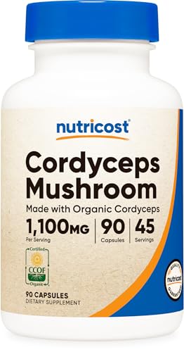 Nutricost Cordyceps Mushroom (1100mg) 90 Capsules Gluten-Free 45 Servings