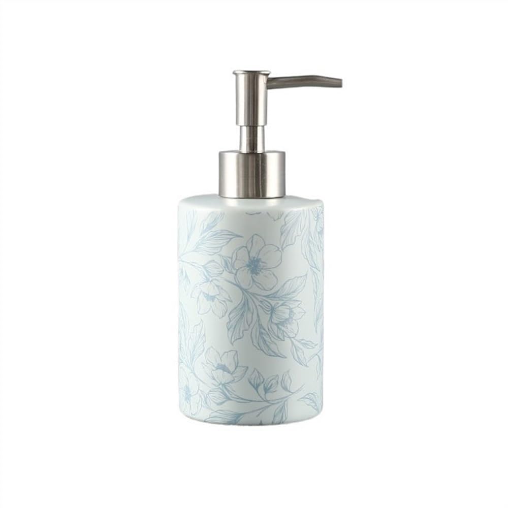 Cyairong-22 Blue Soap Dispenser Scandinavian Press Ceramic Soap Dispenser Dishwashing Liquid Bottle Multifunctional Lotion Shampoo(Blue)