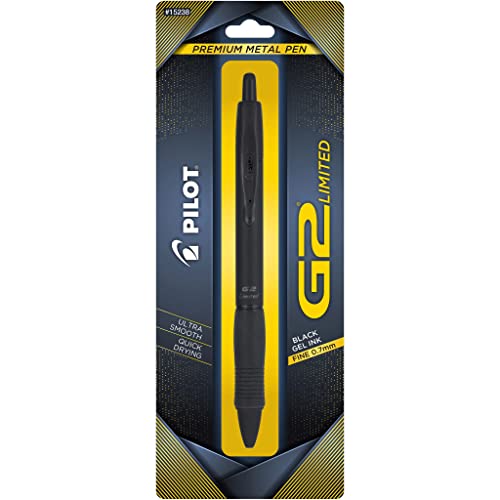 Pilot G2 Limited Premium Gel Ink Pen, Fine Point, Matte Black Barrel, Black Ink, 1 Count (15238)