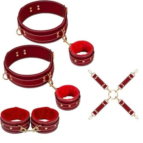 Men's and Women's Bedroom Body Toys Supplies Hand and Leg Straps Party Game Accessories s18 (red)