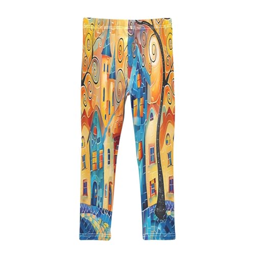 Toddler Girls Leggings Printed Yoga Pants Leggings Vibrant Gouache Style for Kids2