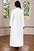 Nmoder Maxi Long Dress for Women, Casual Pleated Empire Waist Dresses Crewneck Long Sleeve White