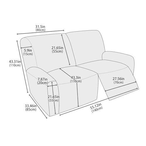 Funda de sillón reclinable 2 plazas con protector de muebles lavable 8