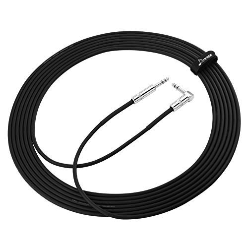 Image of Donner TRS Cable 6 ft, Balanced Stereo Patch Cable - Sturdy No Hum 1 /4 inch Male Right Angle to 1 /4 inch TRS Male Straight Cord, Black