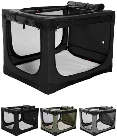 33 Inch Collapsible Travel Dog Crate for Medium Large Dogs, Porta...