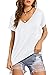 Beluring Shirts Damen Kurzarm Casual Schönes Oberteile Geteiltes Hemd Bluse Weiß M