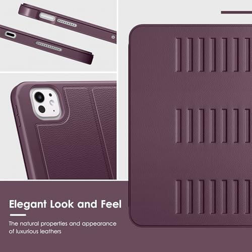 Image of VIKESI Case for iPad Pro 11 inch (M5 /M4) 2025 /2024,Multiple Angles Stand Cover,Soft Back,Pencil Holder,and Auto Sleep /Wake,Dark Purple