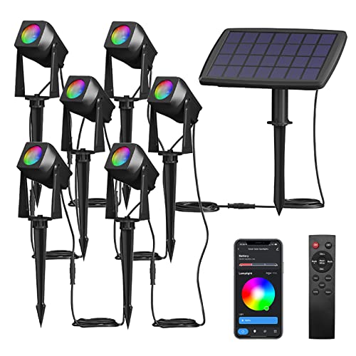 FMART 6 Pack RGBW, Solar Smart Bluetooth Landscape Spotlights, Landscape Light, Solar Spot Lights Outdoor, Solar Outdoor Uplights for Garden Trees Yard Landscape FMART 6 Pack RGBW, Solar Smart Bluetooth Landscape Spotlights, Landscape Light, Solar Spot Lights Outdoor, Solar Outdoor Uplights for Garden Trees Yard Landscape