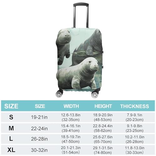 Rabbits Manatees Luggage Cover Tsa Approved Suitcase Covers for Luggage Elastic Washable Suit Case Covers Anti-Scratch Travel Luggages Sleeve Suitcase Protector Fits 19-30 Inch Case(XL)2