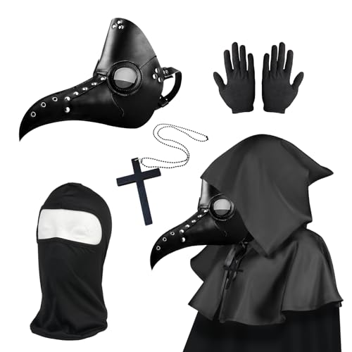 Masque médecin de la peste noir et costume oiseau steampunk adulte pour Halloween