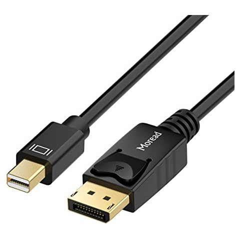 Moread Mini DisplayPort to DisplayPort Cable, 6 Feet, Gold-Plated DisplayPort to Mini DisplayPort (4K@60Hz, 2K@144Hz) Mini DP to DP Display Cable - Black Cover