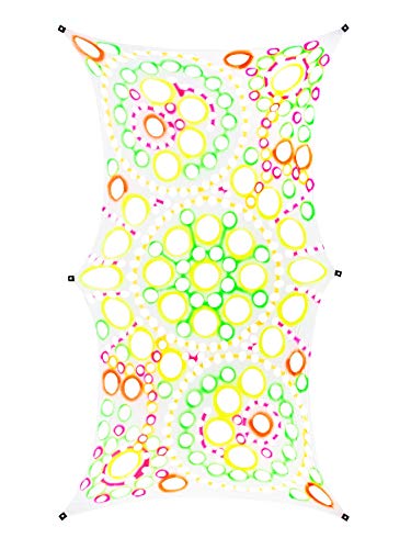 PSYWORK Schwarzlicht Segel Spandex | Psychedelic Universe | 3 x 6m | UV-aktiv | Leuchtend | Wandtuch Wandbehang Stoff Neon Deko Party Tuch Tapestry Poster PSY Goa