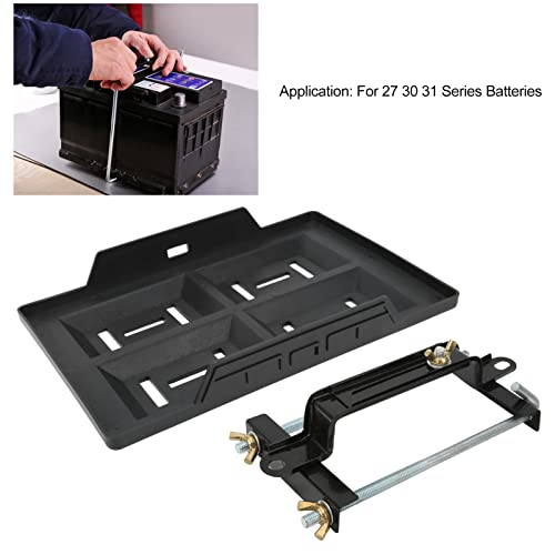 Auto Batterie Träger Halter, Universal Autobatterie Bootsbatterie Halterung mit Verstellbarer Querstange, Kfz Ersatz Zubehör für Batterien der Serie 27 30 31 Auto LKW Van Boot