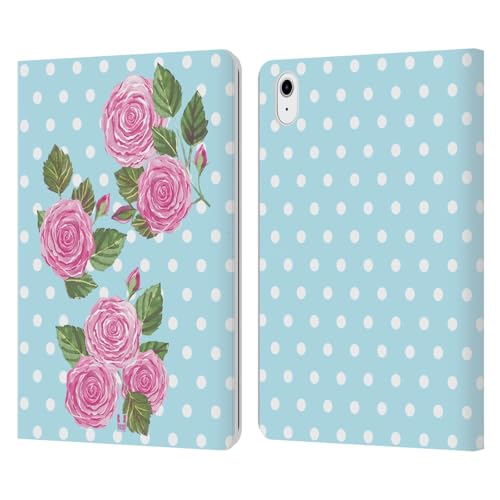 Étui portefeuille en cuir antichoc iPad Air 11 à motif fleurs roses aquarelle élégant