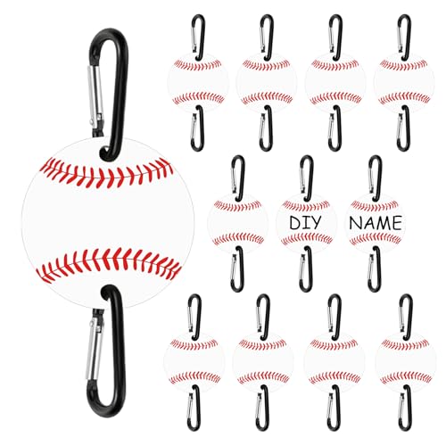 12 Pack Baseball Bag Fence Hooks Thick Fence Clips with Writable Acrylic Plates Dugout Organizer for Baseball Gear Backpacks Helmets Bottles Team Gifts