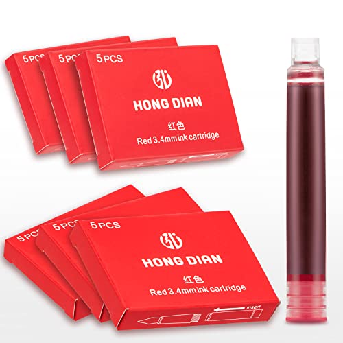 Cartouches d'encre rouge Hongdian 3.4mm à flux régulier anti-bavure pour stylos