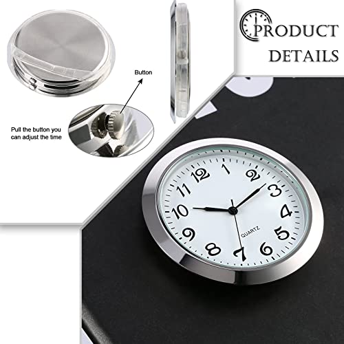 PMELCXD Quarzuhreinsatz 2-1/8 Zoll (55 mm), Zink-Legierung Metallgehäuse, Arabische Ziffer, Weißes Gesicht (Silbern)