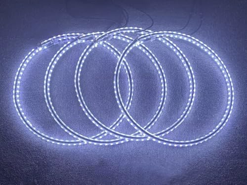 FIJVKNXY 17.5" Dual-Sided Cold White Wheel Lights x4PCS Tire Ring Lighting Provide Stunning 360° Lighting for Your Vehicle's Wheels for All Types of Cars Trucks and SUVs Bluetooth