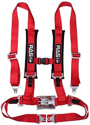 RASTP 4 Point Safety Harness Set with Ultra Comfort Heavy Duty Shoulder Pads,(Pack of 1) (Red)