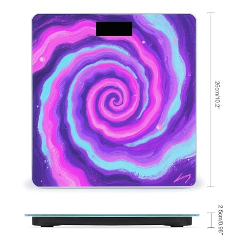 Báscula digital de baño patrón violeta y rosa con vidrio templado miniatura 2