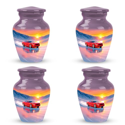 Image of Car Urn Burial Urn Adult Human Ash 3 Inch 4 Qty | Decorative Urns for Adult Male & Female Ash Keepsakes for Human Ashes