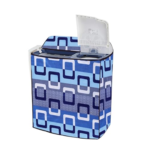Image of Covernest Semi Automatic Washing Machine Cover, Dustproof, Compatible with 6 Kg - 7.5 Kg Washing Machines (WMC-BLUE SQUARE SEMI)