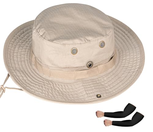 Image of Sun Hats for Men Women Boonie Hat UPF 50+ Bucket Hat Wide Brim UV Protection Fishing Hiking Safari Outdoor Hats