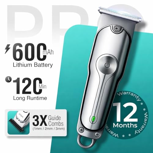 Image of Professional Beard Trimmer For Men, 2X Fast Charging, USB Type C, 120 Min Runtime, Hair Trimmer, Shaving Machine, Cordless Beard, 3 length Settings, 1 Year Warranty (Silver)