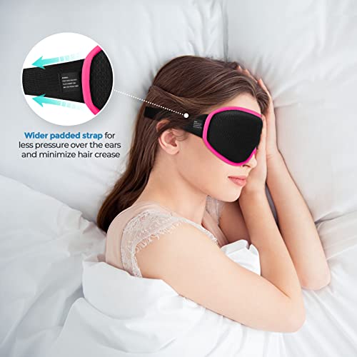 WAOAW Sleep Mask for Men Women, Eye Mask Sleeping of 3D Light Blocking Blindfold (Rose Red)