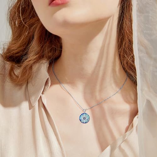 Evil Eye Necklace for Women Moonstone Evil Eye Amulet Pendant 925 Sterling Silver Suitable for Birthdays and Halloween Suitable for Men and Women2