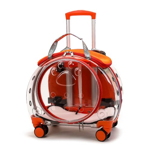 gihusrzx Trolley per animali domestici con ruote silenziose staccabili aggiornate, fori di ventilazione trasparenti, trasportino per cani e gatti con manico telescopico, perfetto per viaggiare/fare