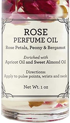 Rose Roll-On Perfume Body Oil - Refreshing Lightly Scented Floral Rose Petals - Body Oils for Women Perfume - Enriched with Apricot Oil, Sweet Almond Oil, Fractionated Coconut Oil - 1 Fl Oz