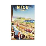 Nizza Frankreich, Vintage-Reise-Kunst-Poster, Leinwand, 