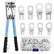 Groß Crimpzange Set Für Kabel 6/10/16/25/35/50 mm² und 10–1/0 AWG Mit 60 Kupferringklemmen, ideal für Auto Solar und Haushaltsanwendungen, Blau