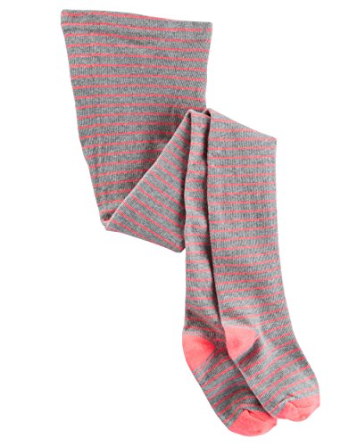 OshKosh Girls Striped Knit Tights, Coral & Heather