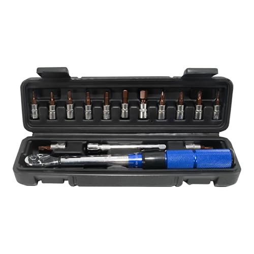 STEELMIGHT 15点 1/4" トルクレンチセット 2-24N.mトルク調整 100mm延長バー付属 自転車用 バイク 車 1/4"ビット(H2.5-H10/T20-T30/PH1-PH3) クロムバナジウム鋼 プロ用 整備工具 収納ケース付