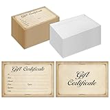 Set of 50 Gift Certificates for Business with Envelopes, 4 x 6 Inch Custom Blank Gift Cards for Vouchers, Spa, Salon, Restaurants