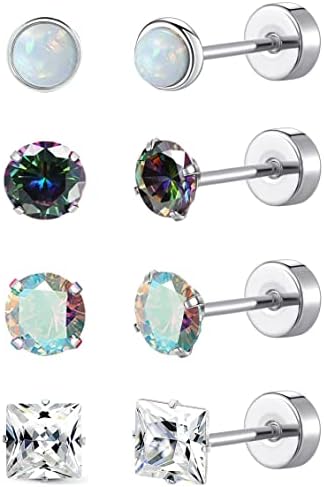 G23 Titanium Earrings Hypoallergenic Cartilage Earrings Silver for Men Women StyleC