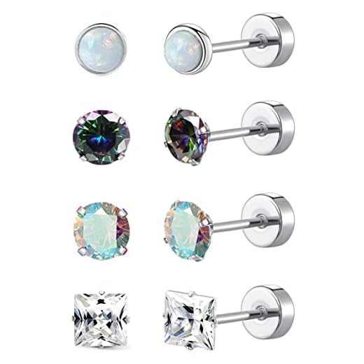 G23 Titanium Earrings Hypoallergenic Cartilage Earrings Silver for Men Women StyleC