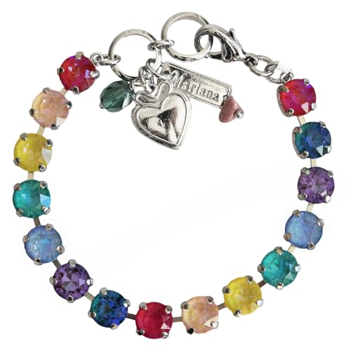 Mariana Rhodium Plated Sun-Kissed Rainbow Colorful Classic Crystal Tennis Bracelet, Multi Color 4252 168-1ro