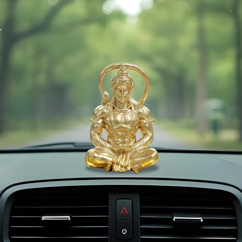 BRAHMA 3D FARM 2 Inch Resin Hanuman Idol 3D Printed Bajrangbali Murti with Double Sided Tape for Car Dashboard, Home Mandir, Pooja Room, Office Desk, Religious Showpiece & Gift